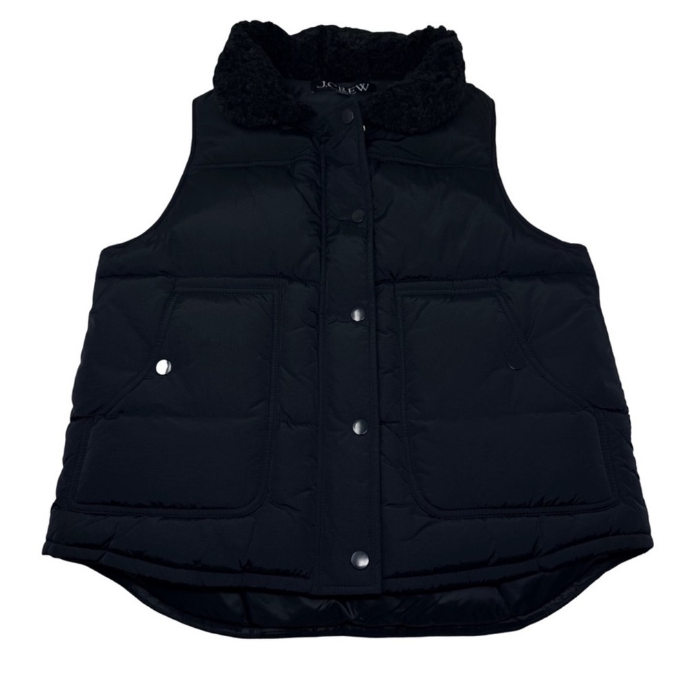 J. Crew Puffer Vest Size Small Black Primaloft Fill Insulated Style #CN06 HO25 - Picture 2 of 10